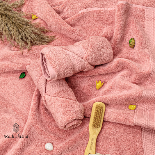 Pure Cotton 625 GSM Towel Set – Blush Pink | RadheKisna - Radhekisna