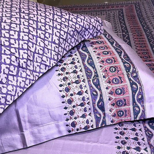 RadheKisna Lavender Artisan King Bedsheet Set — 300 TC 100% Cotton - Radhekisna