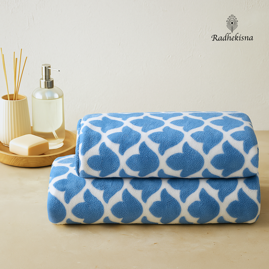Blue Petal Microfiber Towel Set — Lightweight Luxury by RadheKisna - Radhekisna