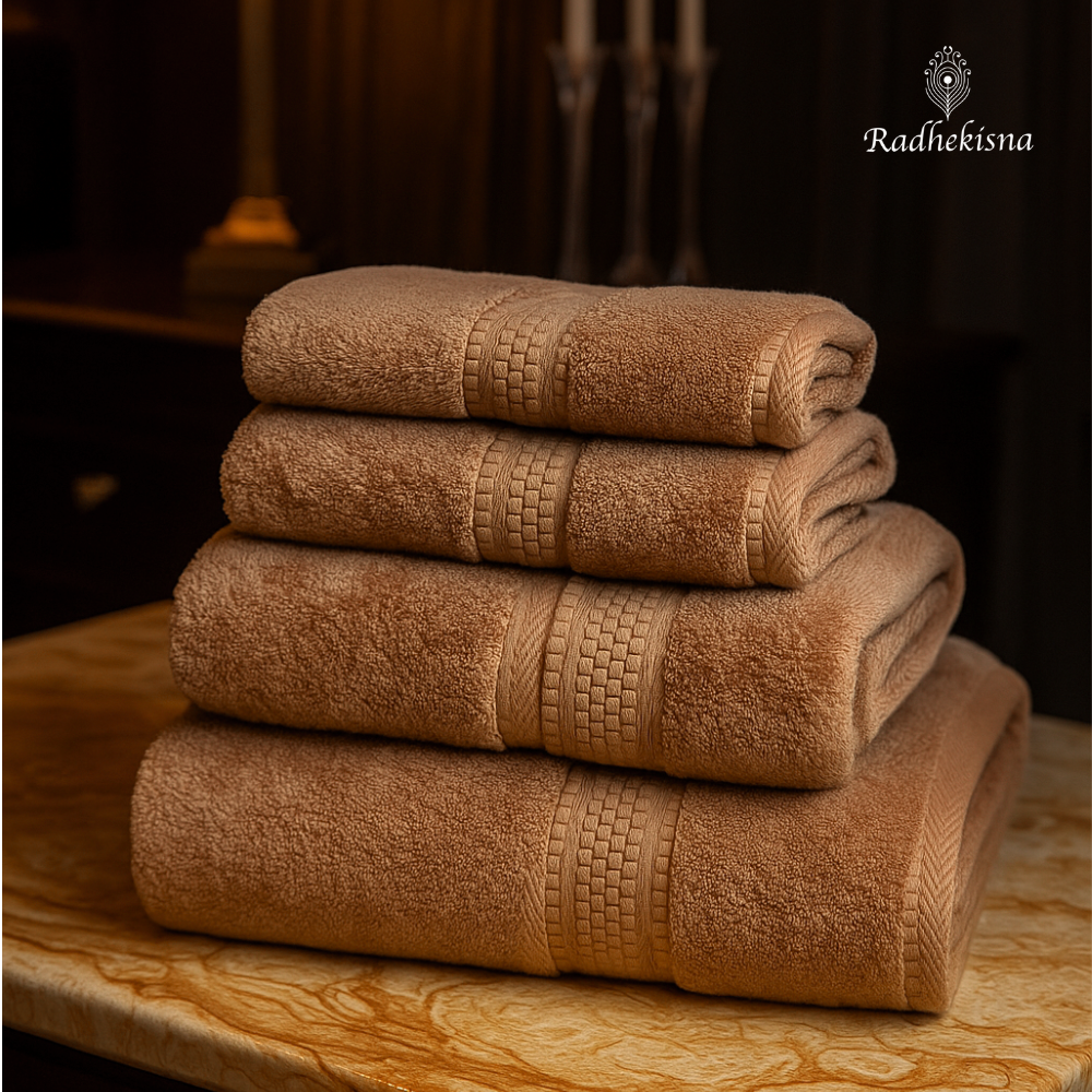 Pure Cotton 625 GSM Towel Set – Taupe Elegance | RadheKisna - Radhekisna
