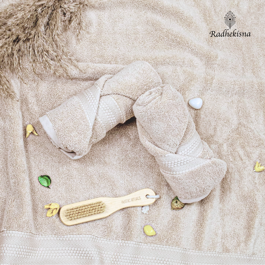 Pure Cotton 625 GSM Towel Set – Cream Luxe | RadheKisna - Radhekisna