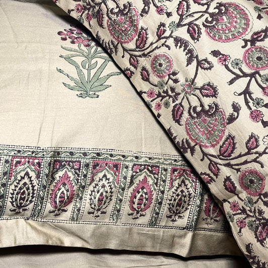 RadheKisna Artisan Bloom King Bedsheet Set — 300 TC 100% Cotton - Radhekisna