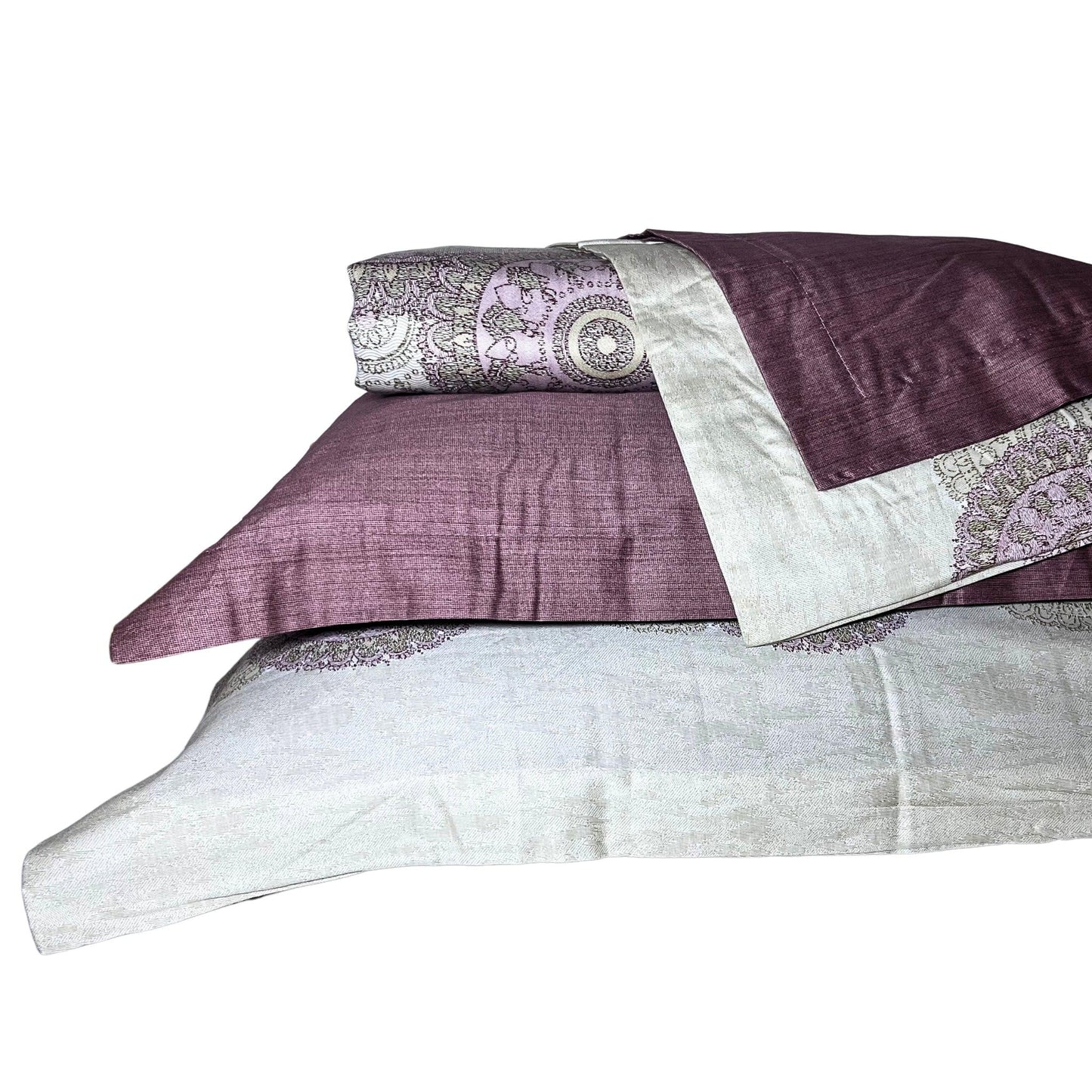 RadheKisna Bohemian Mandala King Bedsheet Set — Artistic Mauve Mandala on Premium Cotton - Radhekisna
