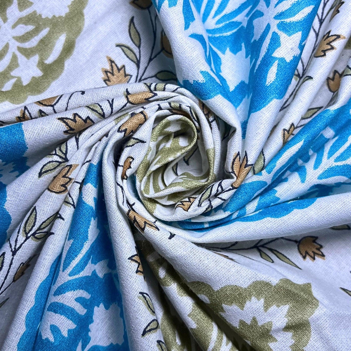 RadheKisna Azure Garden King Bedsheet Set – 100% Mercerized Cotton Floral Luxury - Radhekisna