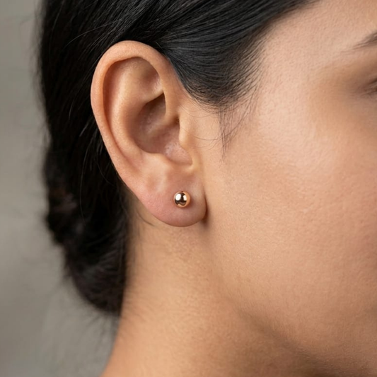 Golden Orbit Sphere Studs