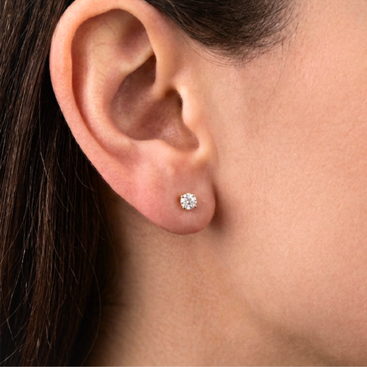 Starlight Brilliant Cut Studs – 18K Rose Gold PVD Anti-Tarnish Daily Earrings