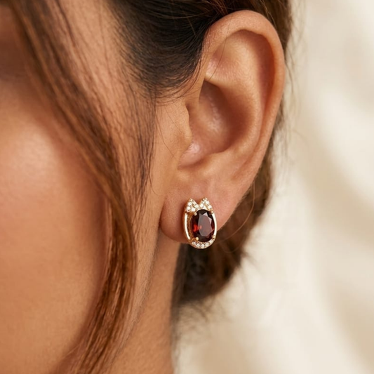 Garnet Red Marquise Studs