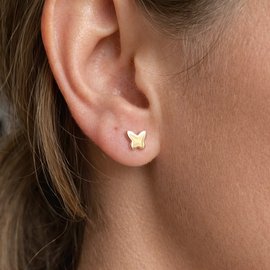 Minimalist Butterfly Wing Studs – 18K Rose Gold PVD Anti-Tarnish Daily Earrings