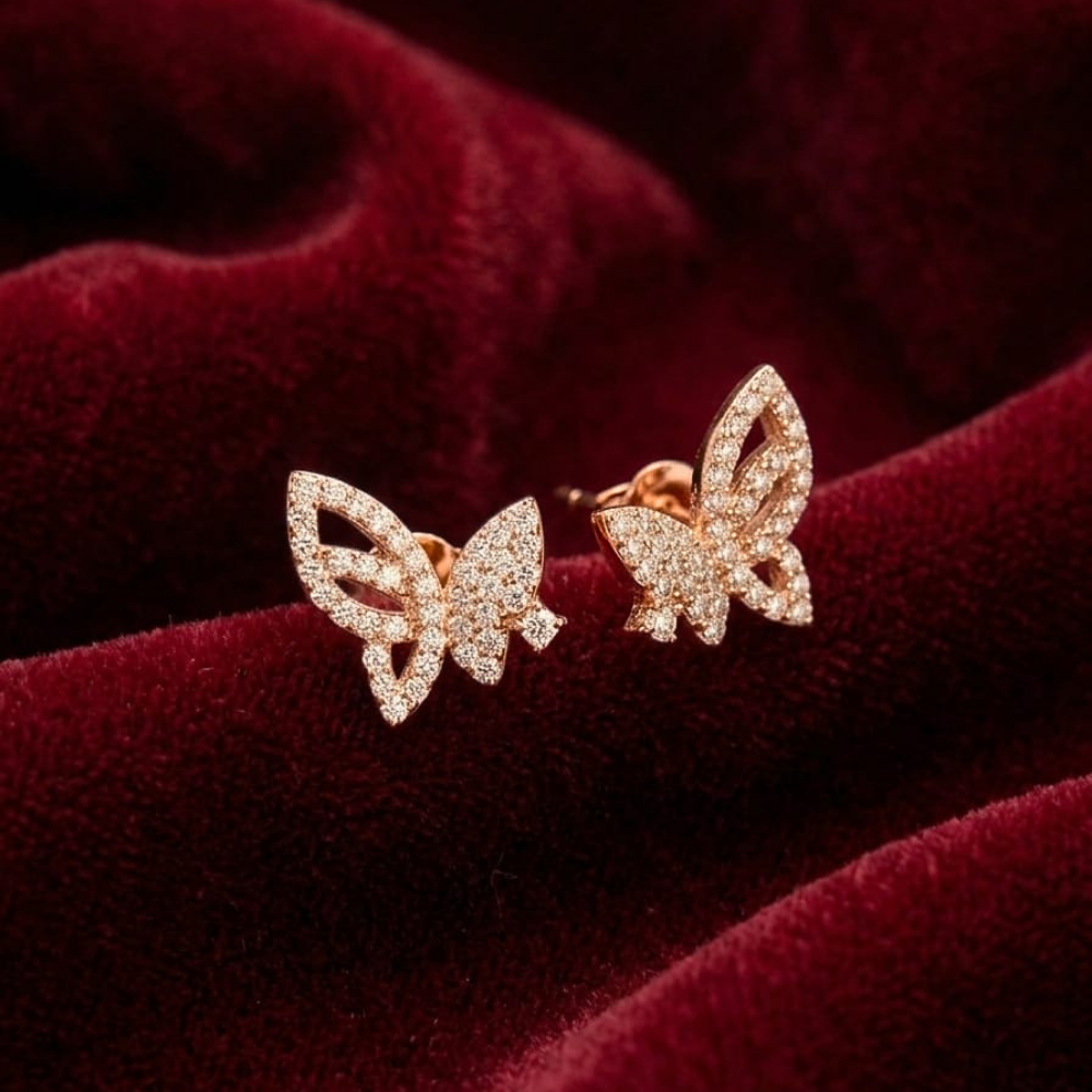 Crystal Butterfly Statement Wings – 18K Rose Gold PVD Anti-Tarnish Statement Earrings