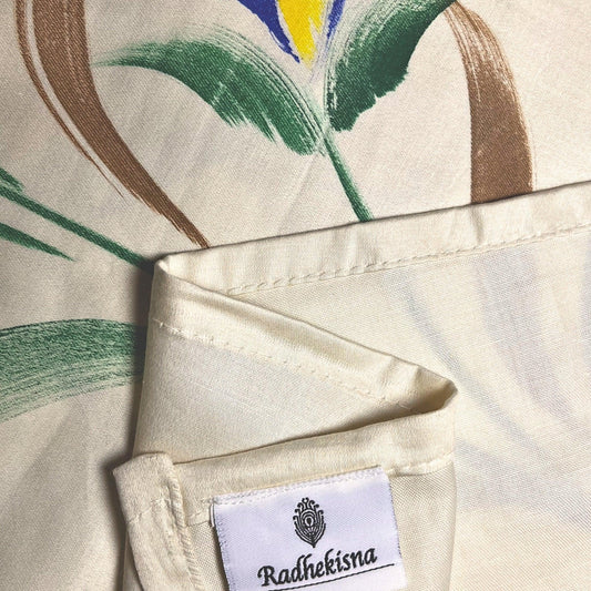 RadheKisna Folk Flora King Bedsheet Set — Hand-Painted Folk Art Elegance - Radhekisna