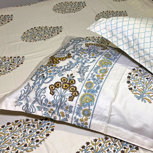 RadheKisna Handcrafted Paisley King Bedsheet Set — 300 TC 100% Cotton - Radhekisna