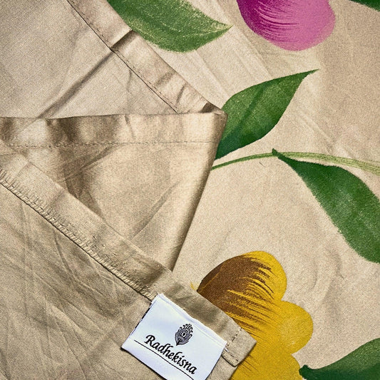 RadheKisna Painted Bloom King Bedsheet – Artistic Floral Luxury - Radhekisna