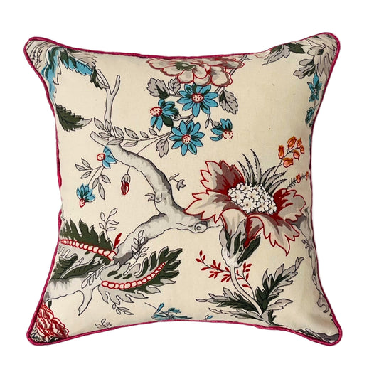 RadheKisna Vintage Floral Cotton Cushion Cover (12x12") — Soft Elegance for Cozy Spaces - Radhekisna