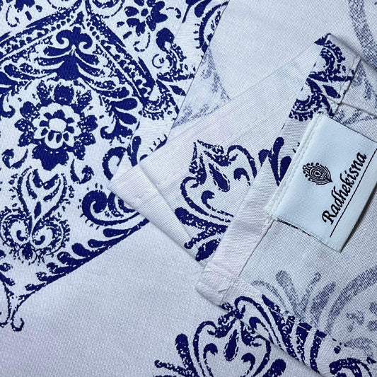 RadheKisna Indigo Paisley Super King Bedsheet – 100% Cotton Jaipuri Elegance - Radhekisna