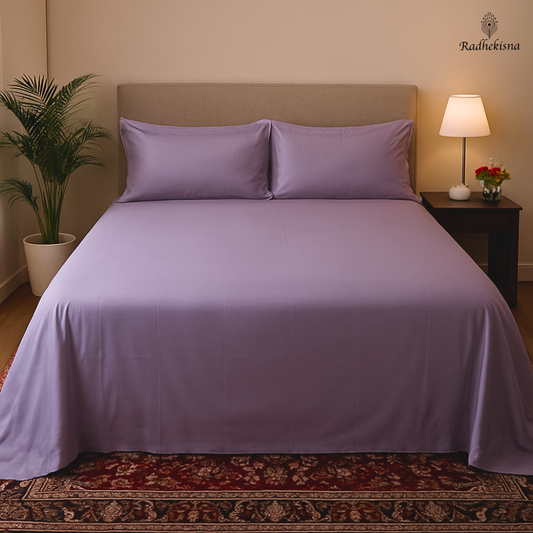 RadheKisna Lavender Luxe King Bedsheet Set — 100% Cotton - Radhekisna