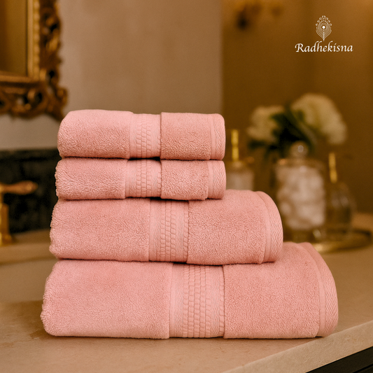 Pure Cotton 625 GSM Towel Set – Blush Pink | RadheKisna - Radhekisna