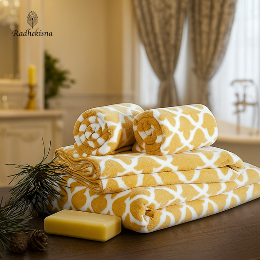 Honeycomb Softness Microfiber Towel Set — Travel-Ready Luxury by RadheKisna - Radhekisna