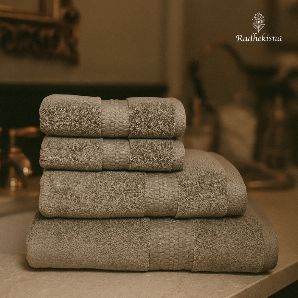 Pure Cotton 625 GSM Towel Set – Anchor Green | RadheKisna - Radhekisna