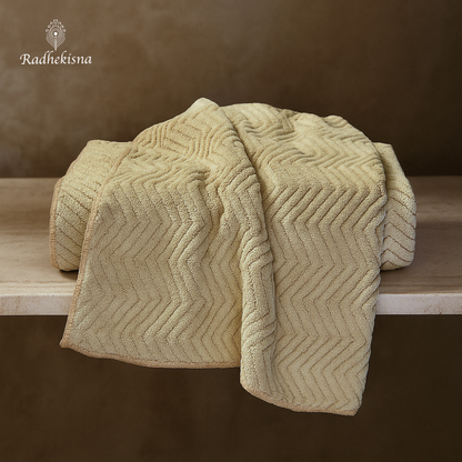 Luxury Bamboo Herringbone Towel Set – Mushroom Beige - Radhekisna