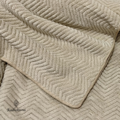 Luxury Bamboo Herringbone Towel Set – Mushroom Beige - Radhekisna