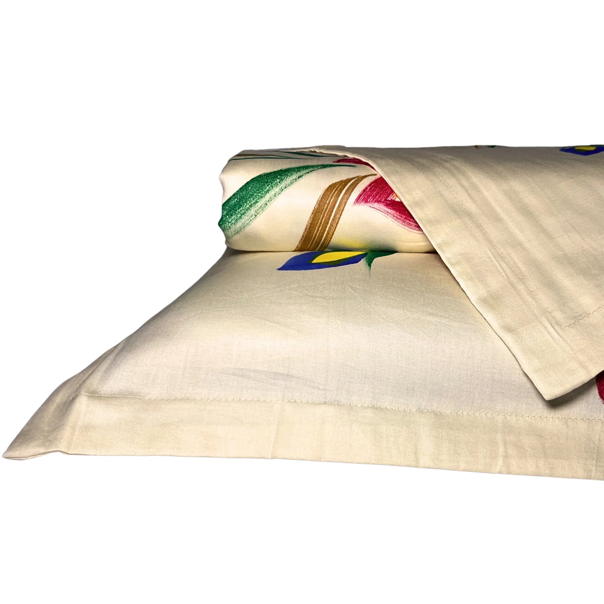 RadheKisna Folk Flora King Bedsheet Set — Hand-Painted Folk Art Elegance - Radhekisna