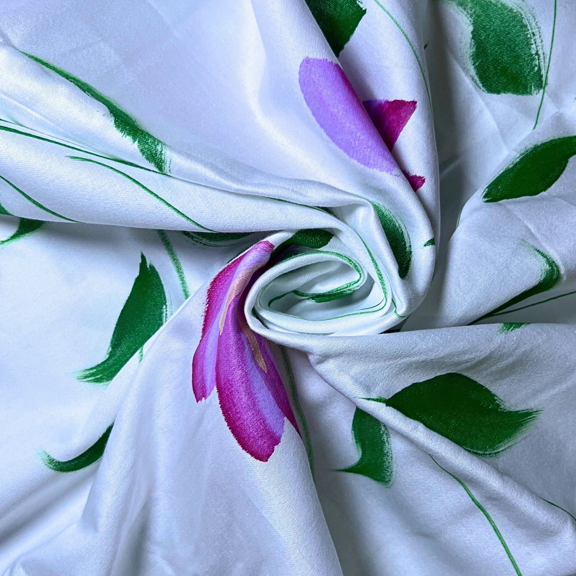 RadheKisna Violet Bloom King Bedsheet Set — Hand-Painted Floral Luxury - Radhekisna