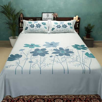 RadheKisna Mistflower Dreams King Bedsheet Set — 300 TC 100% Cotton - Radhekisna