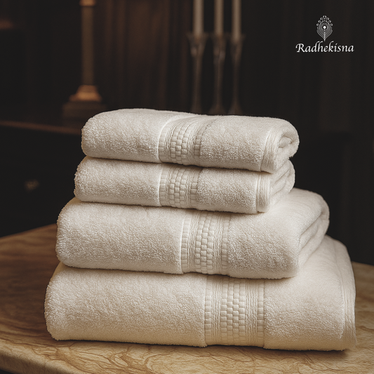 Pure Cotton 625 GSM Towel Set – Cream Luxe | RadheKisna - Radhekisna