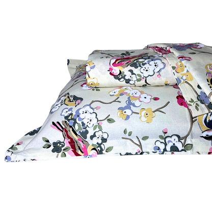 RadheKisna Floral Songbirds King Bedsheet Set — 250 TC 100% Pure Cotton - Radhekisna