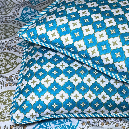 RadheKisna Azure Garden King Bedsheet Set – 100% Mercerized Cotton Floral Luxury - Radhekisna