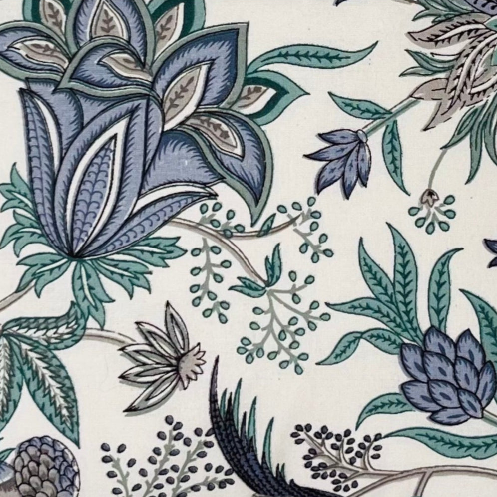 Indigo Bloom Cotton Cushion Cover (16x16") — Serene Elegance | RadheKisna - Radhekisna
