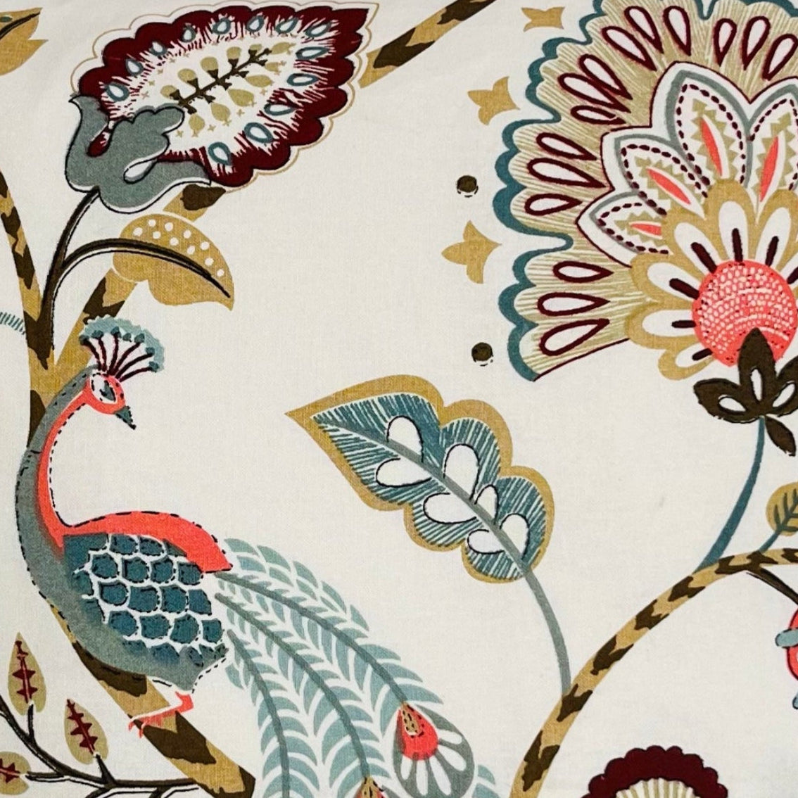 Peacock Bloom Cotton Cushion Cover (16x16") — Exotic Artistry | RadheKisna - Radhekisna