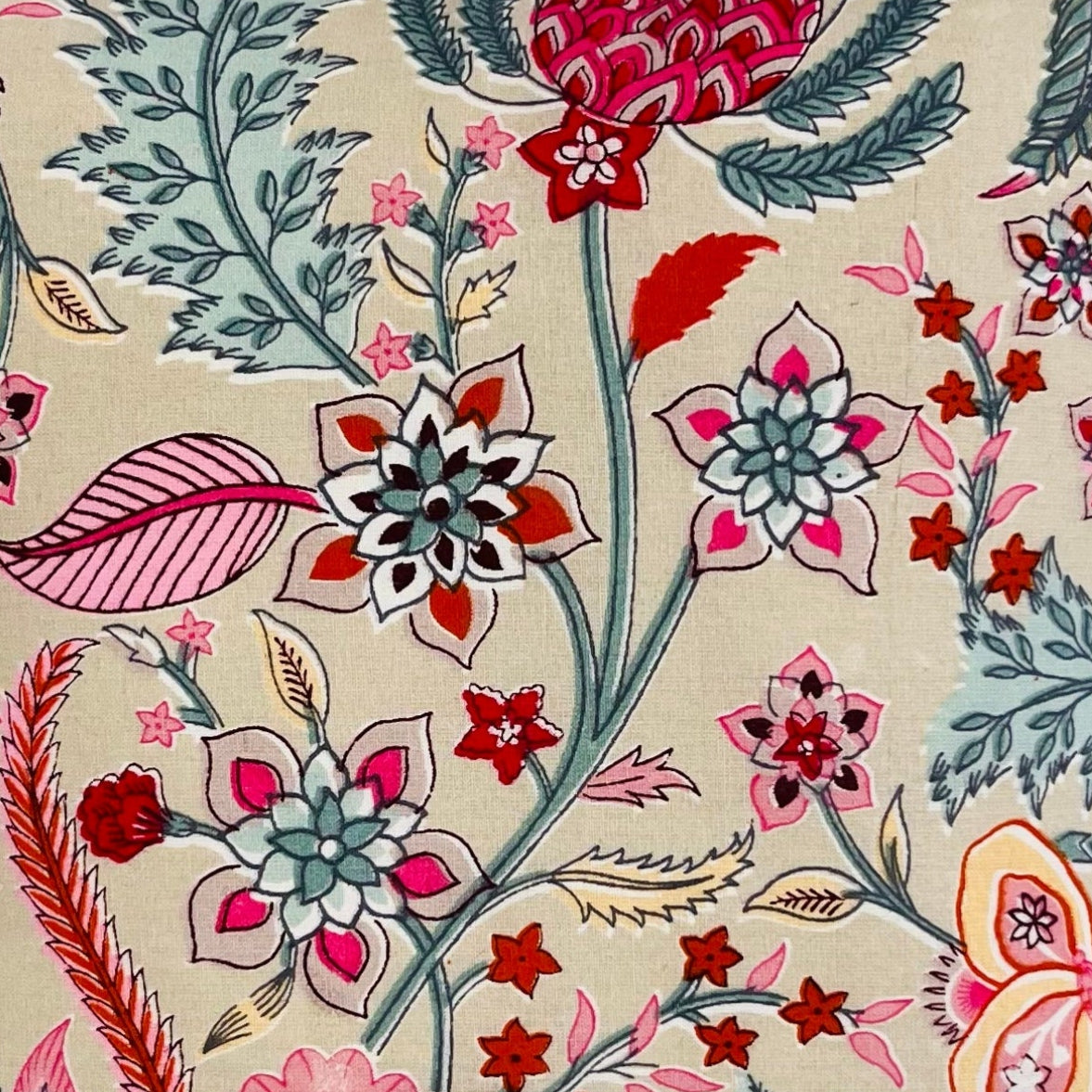 Rosy Bloom Cotton Cushion Cover (16x16") — Vibrant Floral Warmth | RadheKisna - Radhekisna