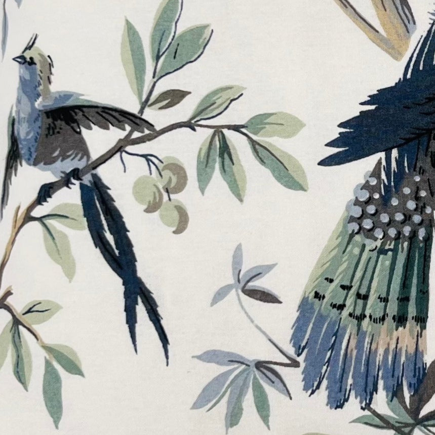 Verdant Bird & Bloom Cotton Cushion Cover (16x16") — Nature’s Calm Elegance | RadheKisna - Radhekisna