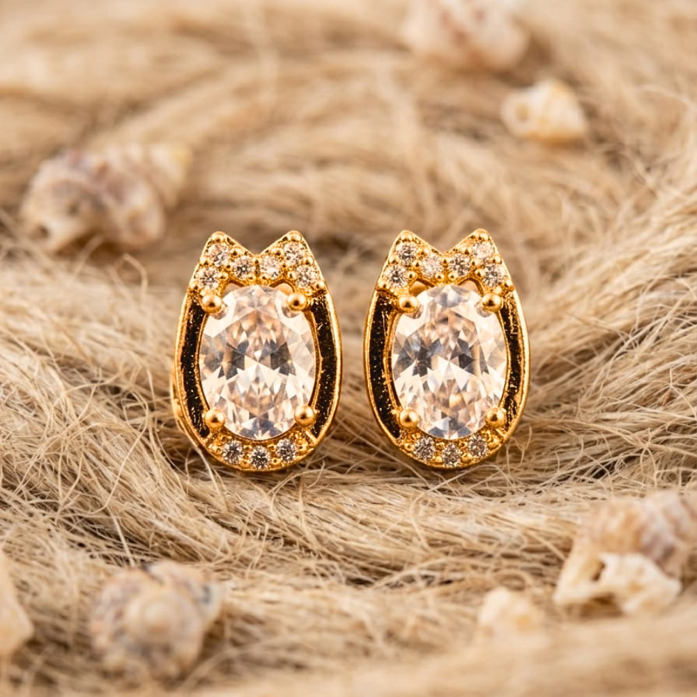 Crystal Dewdrop Halo Studs – 18K Gold PVD Anti-Tarnish Daily Earrings