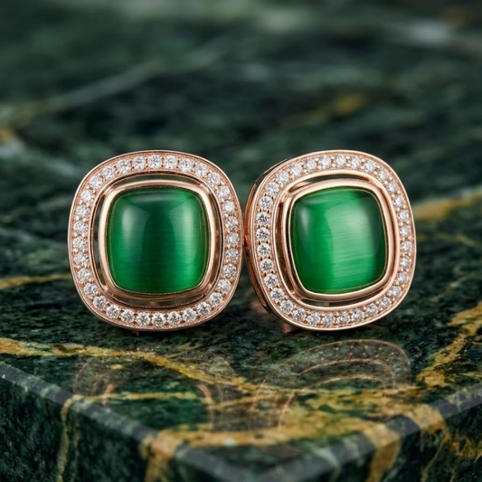 Emerald Heritage Square Studs