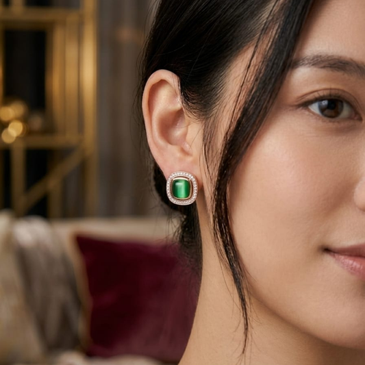 Emerald Heritage Square Studs