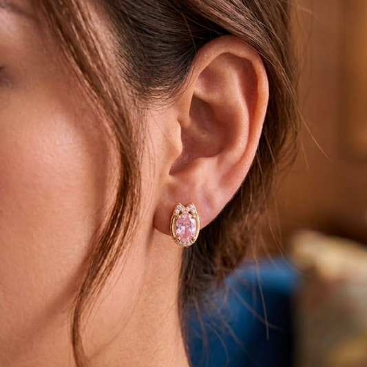 Rose Pink Pear-Cut Drops – 18K Gold PVD Anti-Tarnish Statement Earrings