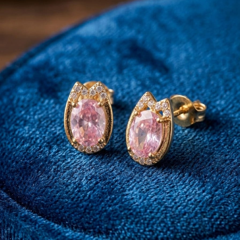 Rose Pink Pear-Cut Drops – 18K Gold PVD Anti-Tarnish Statement Earrings