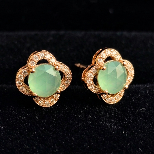 Mint Clover Pastel Studs – 18K Rose Gold PVD Anti-Tarnish Daily Earrings