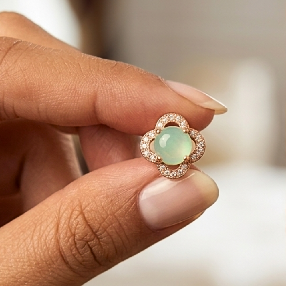 Mint Clover Pastel Studs – 18K Rose Gold PVD Anti-Tarnish Daily Earrings