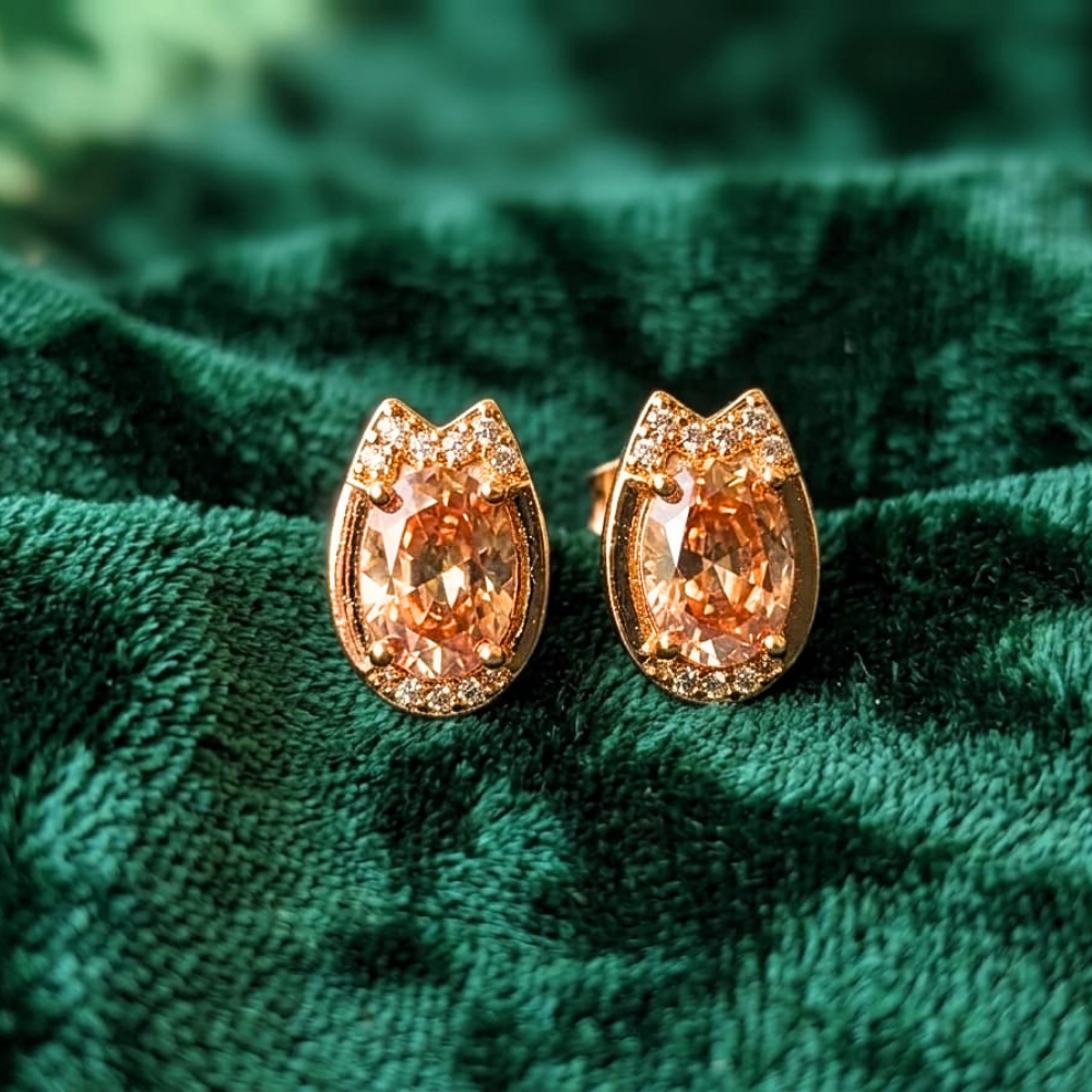 Honey Amber Teardrop Studs – 18K Gold PVD Anti-Tarnish Daily Earrings
