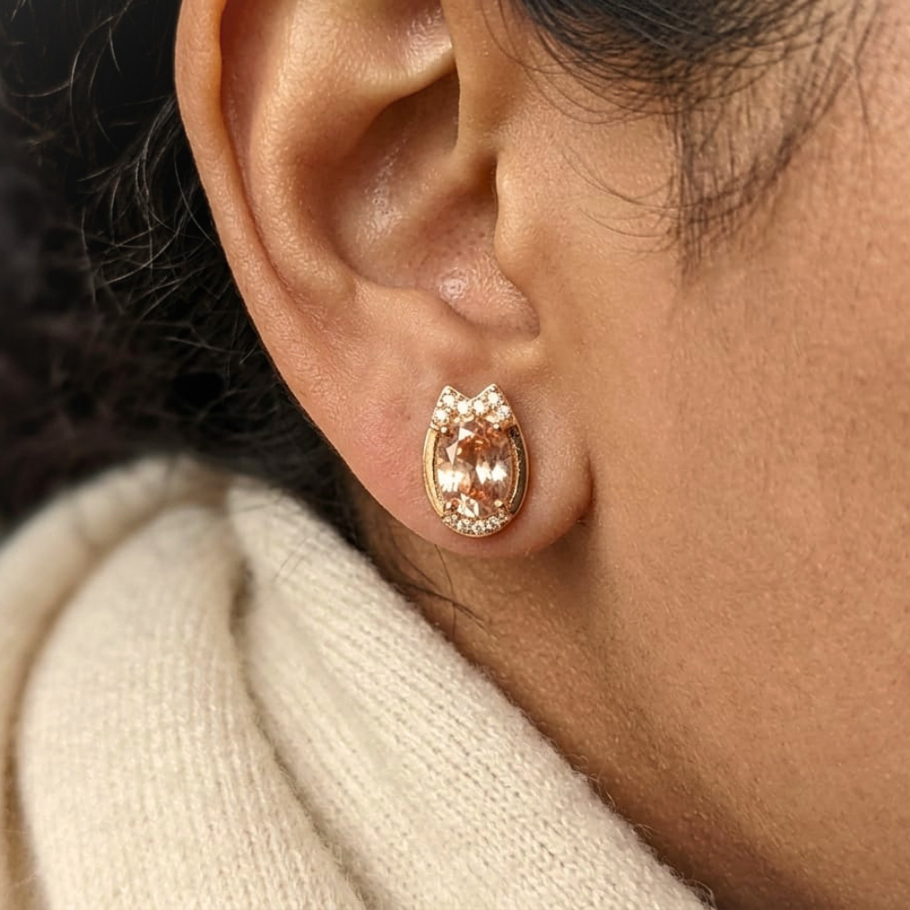 Honey Amber Teardrop Studs – 18K Gold PVD Anti-Tarnish Daily Earrings