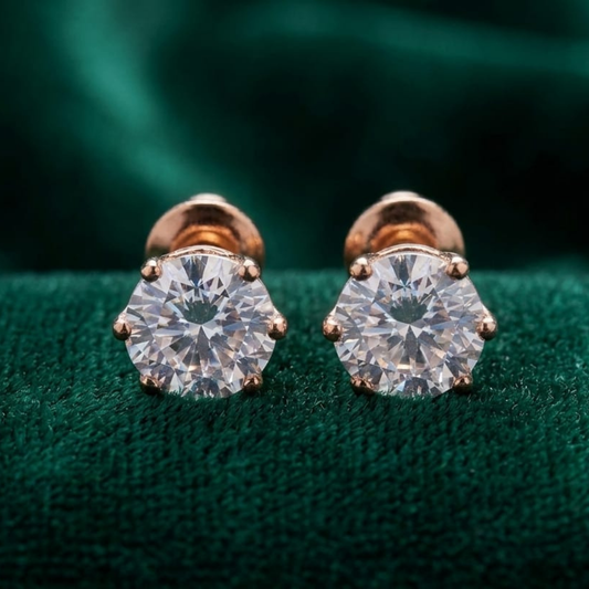 Starlight Brilliant Cut Studs – 18K Rose Gold PVD Anti-Tarnish Daily Earrings