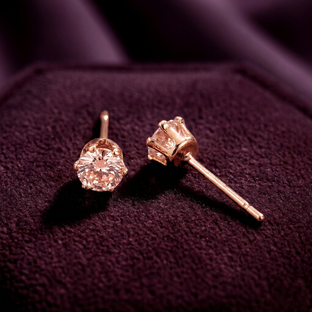 Starlight Brilliant Cut Studs – 18K Rose Gold PVD Anti-Tarnish Daily Earrings
