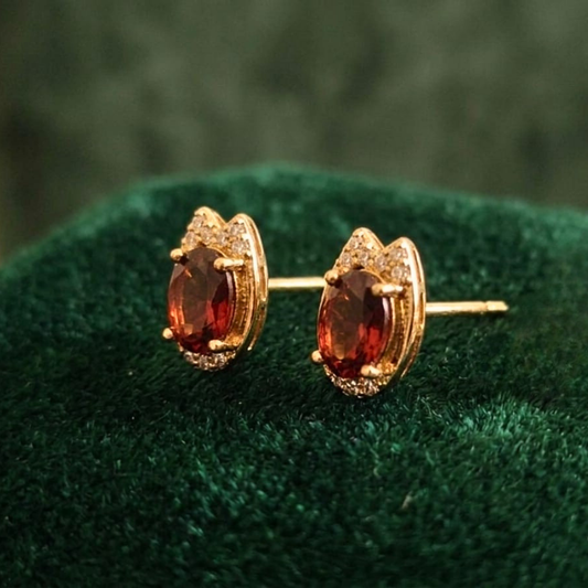 Garnet Red Marquise Studs