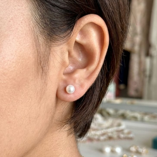 Lustrous Pearl Solitaire Studs – 18K Rose Gold PVD Anti-Tarnish Daily Earrings