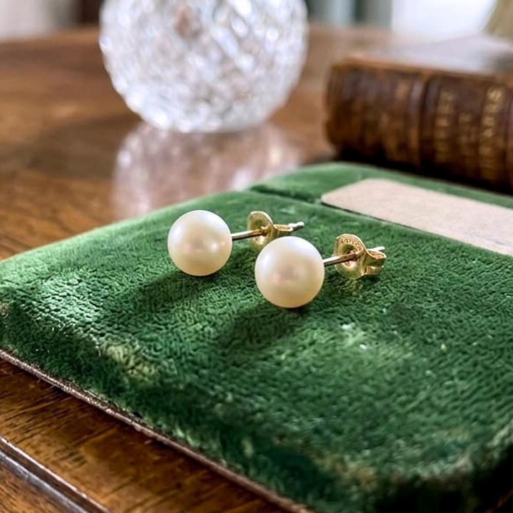 Lustrous Pearl Solitaire Studs – 18K Rose Gold PVD Anti-Tarnish Daily Earrings