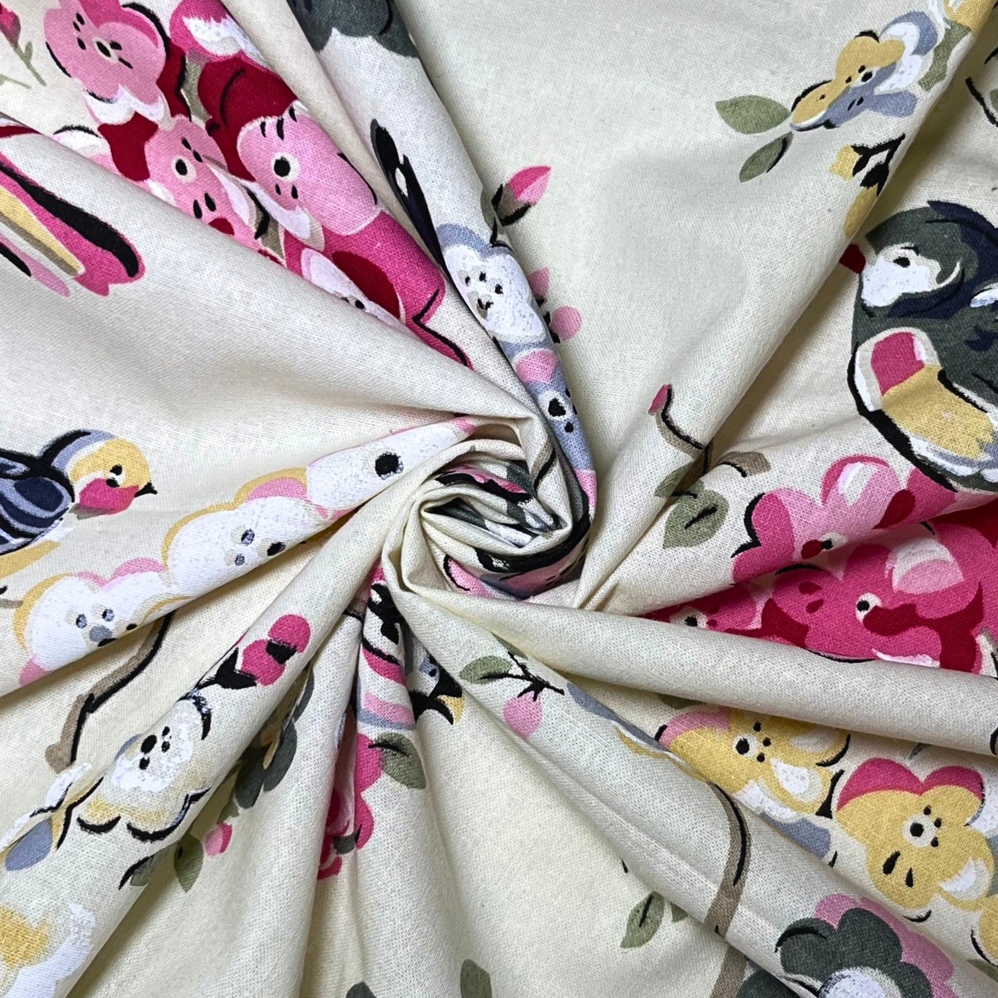 RadheKisna Floral Songbirds King Bedsheet Set — 250 TC 100% Pure Cotton - Radhekisna