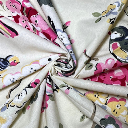 RadheKisna Floral Songbirds King Bedsheet Set — 250 TC 100% Pure Cotton - Radhekisna